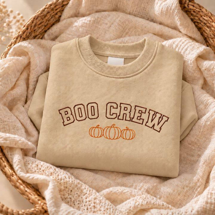 Embroidered Boo Crew Halloween Sweatshirt