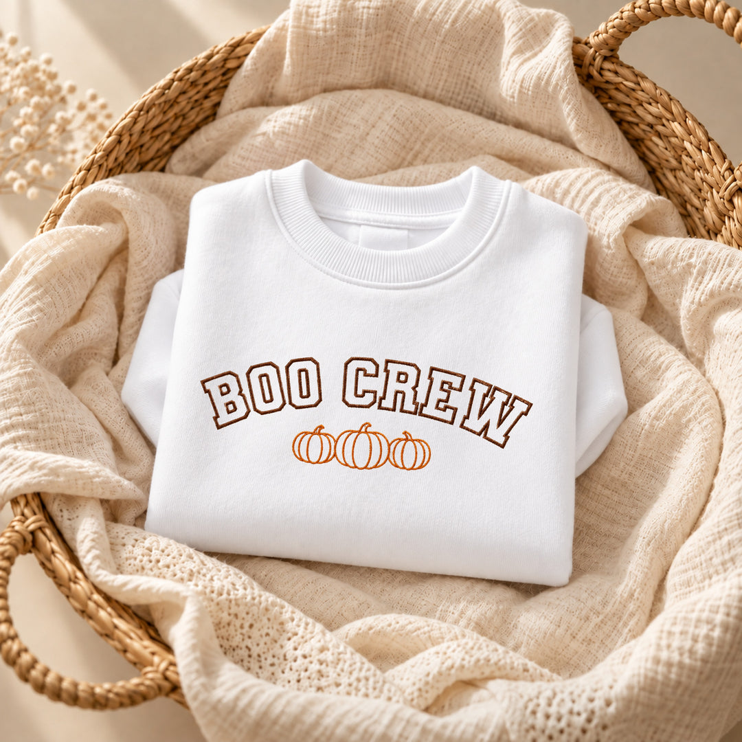Embroidered Boo Crew Halloween Sweatshirt