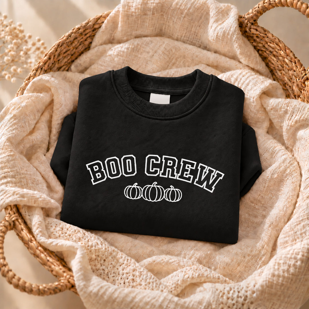 Embroidered Boo Crew Halloween Sweatshirt