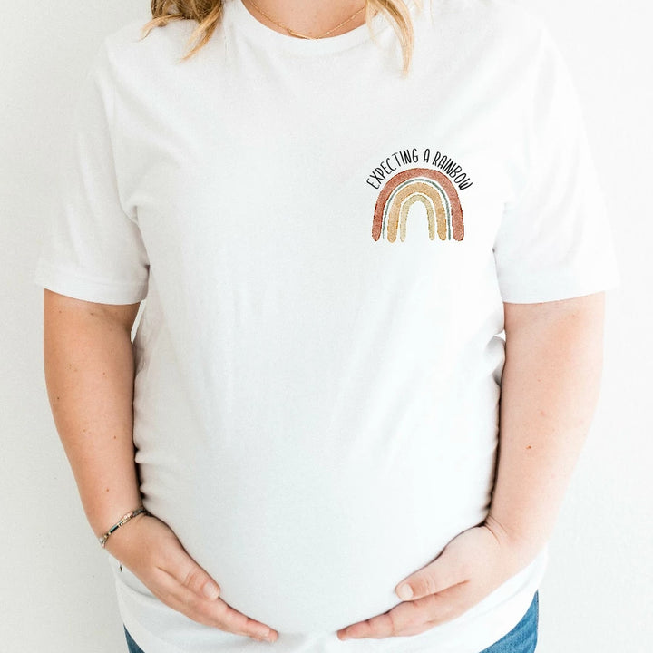 Pocket Expecting a Rainbow Maternity T-shirt | Black & White