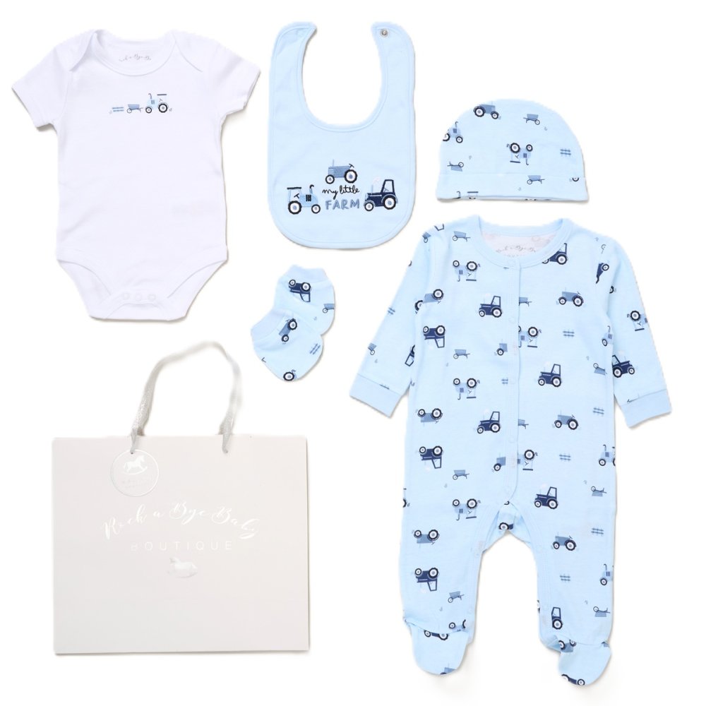 Blue Tractor Baby Boy Gift Hamper