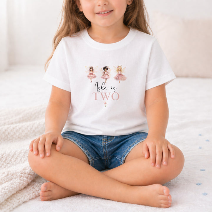 Personalised Pink Fairies Any Age Birthday T-shirt