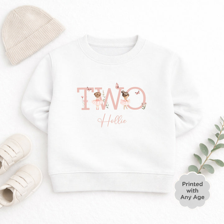 Personalised Pink Ballerina Any Age Birthday Jumper