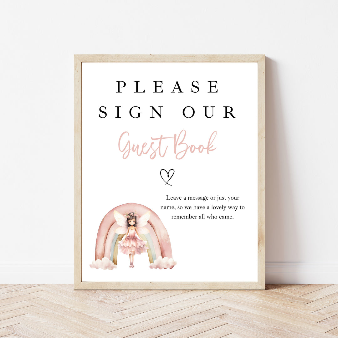 Personalised Pink Fairy First Birthday Guest Book