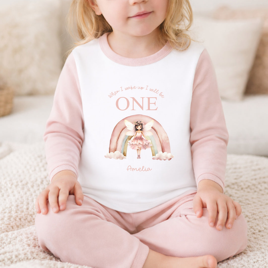Personalised Pink Fairy When I Wake Up I Will Be One First Birthday Pyjamas