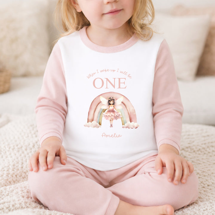 Personalised Pink Fairy When I Wake Up I Will Be One First Birthday Pyjamas