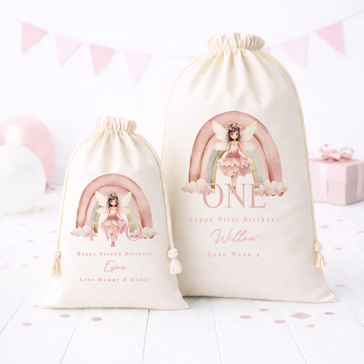 Personalised Pink Fairy Birthday Gift Sack