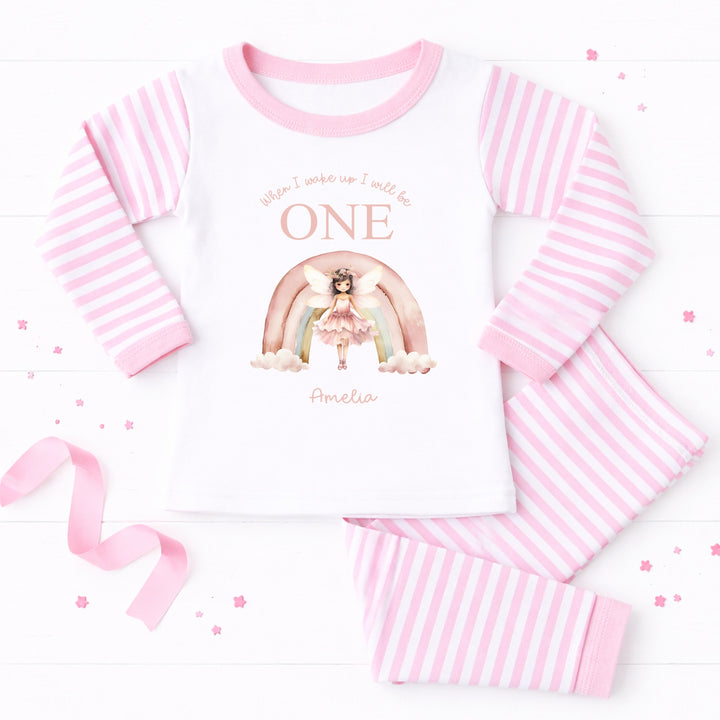 Personalised Pink Fairy When I Wake Up I Will Be One First Birthday Pyjamas