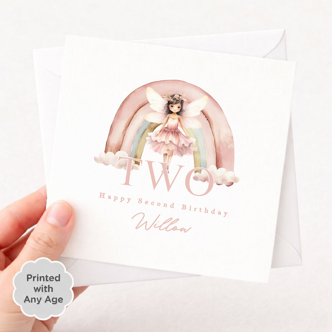 Personalised Pink Fairy Any Age Birthday Card
