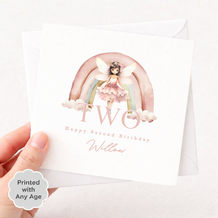 Personalised Pink Fairy Any Age Birthday Card