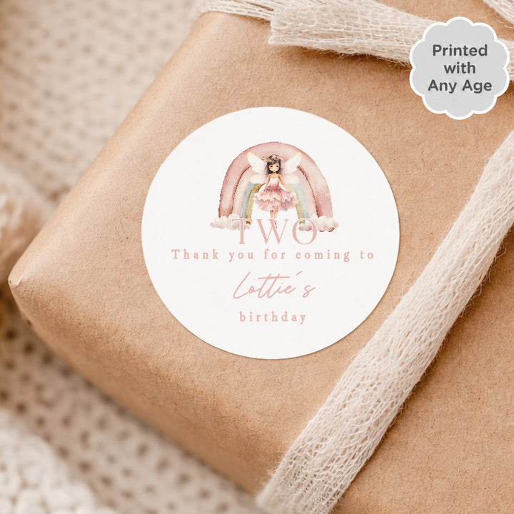 Personalised Pink Fairy Birthday Stickers