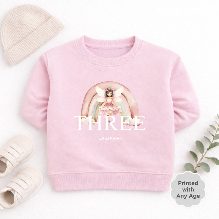 Personalised Pink Fairy Any Age Birthday Jumper