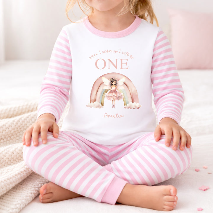 Personalised Pink Fairy When I Wake Up I Will Be One First Birthday Pyjamas