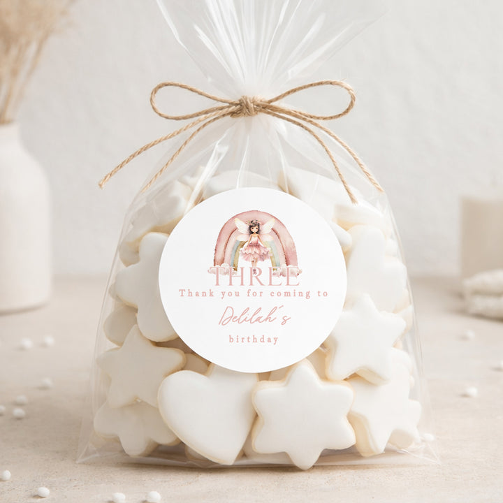 Personalised Pink Fairy Birthday Stickers