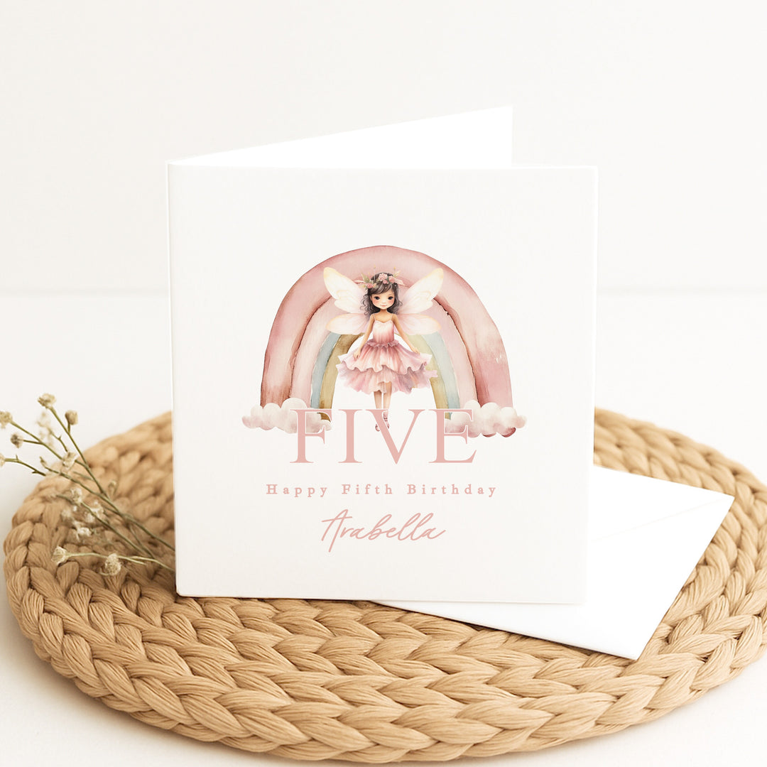 Personalised Pink Fairy Any Age Birthday Card