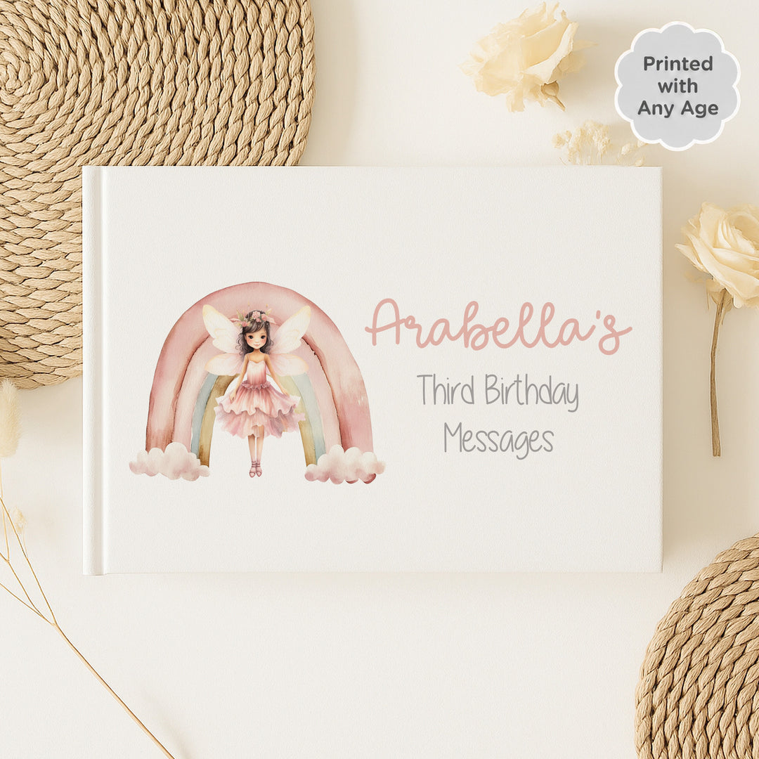 Personalised Pink Fairy Any Age Birthday Guest Book