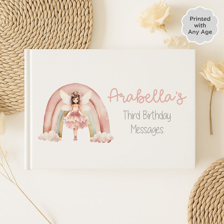 Personalised Pink Fairy Any Age Birthday Guest Book