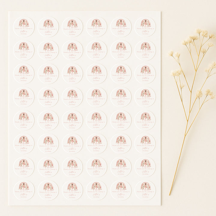 Personalised Pink Fairy Birthday Stickers