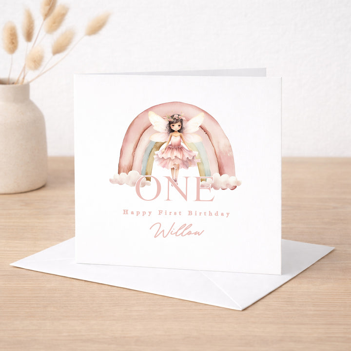Personalised Pink Fairy Birthday Card