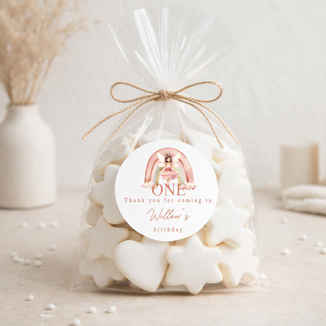 Personalised Pink Fairy Birthday Stickers