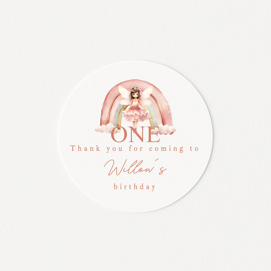Personalised Pink Fairy Birthday Stickers
