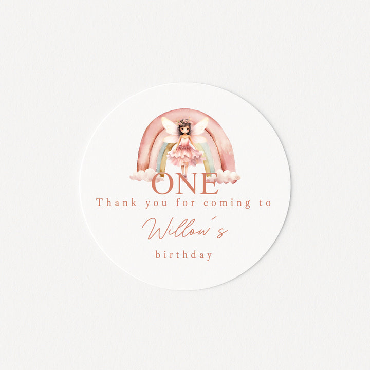 Personalised Pink Fairy Birthday Stickers