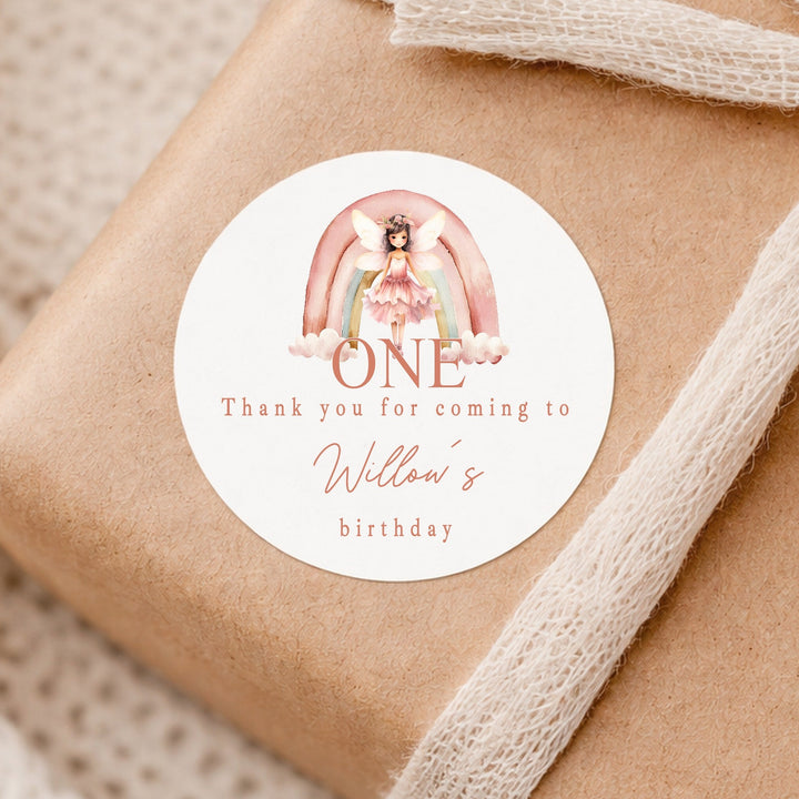 Personalised Pink Fairy Birthday Stickers