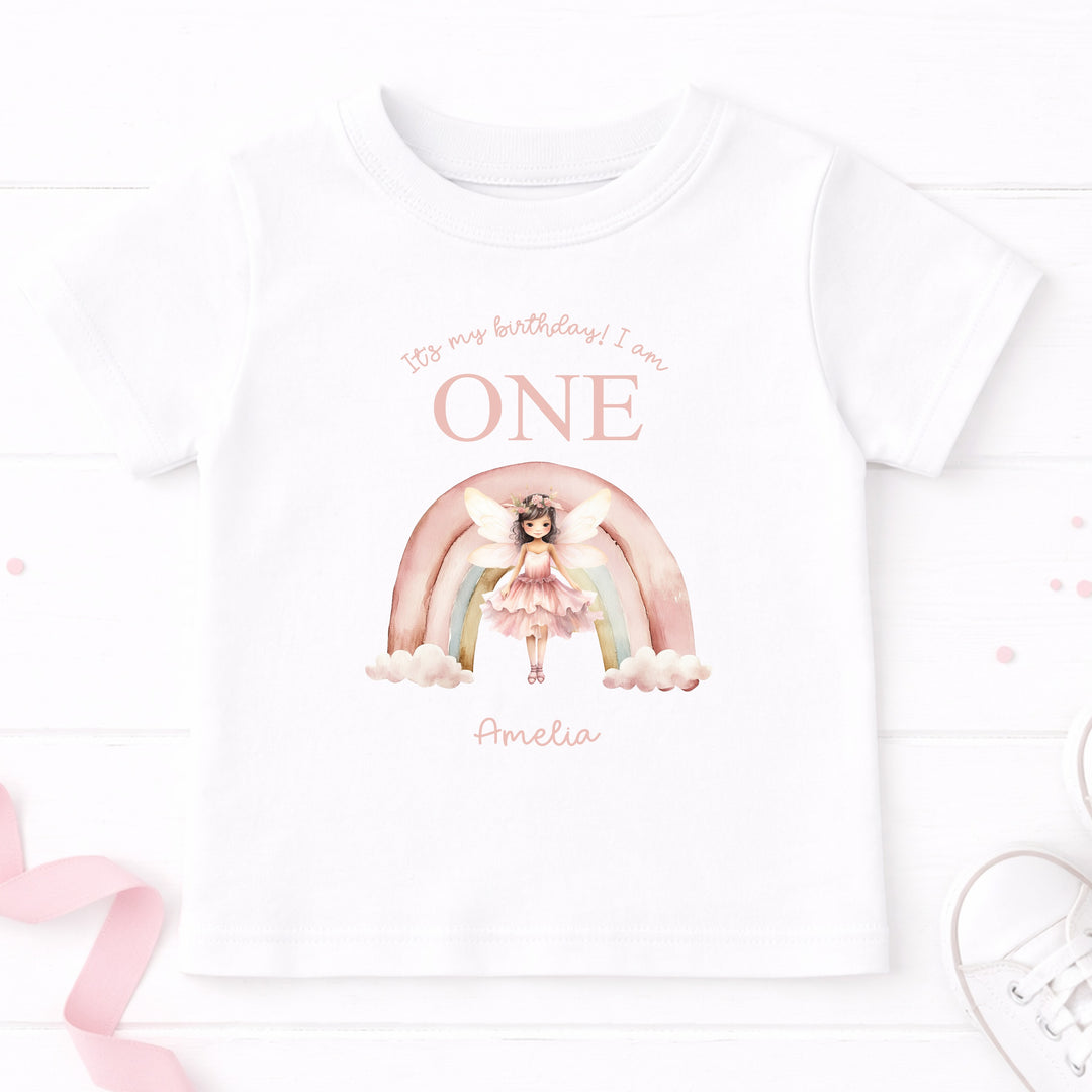 Personalised Pink Fairy It's My First Birthday T-Shirt