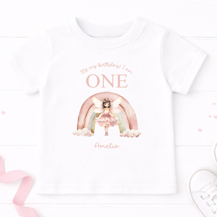 Personalised Pink Fairy It's My First Birthday T-Shirt
