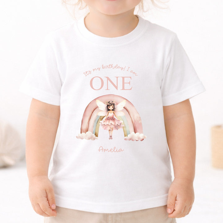 Personalised Pink Fairy It's My First Birthday T-Shirt