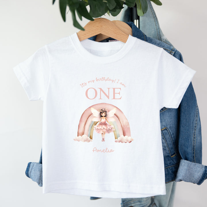 Personalised Pink Fairy It's My First Birthday T-Shirt