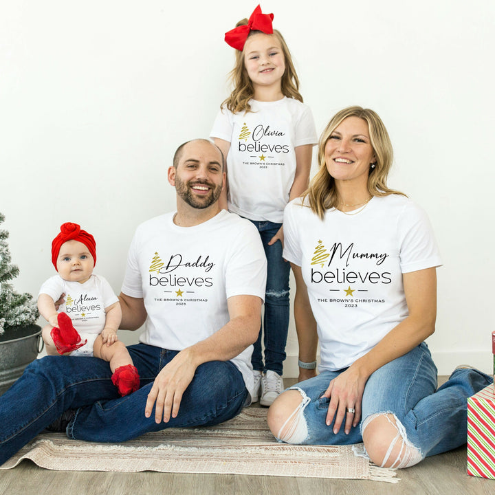 Personalised Family Believes Matching T-shirts With Optional Trousers