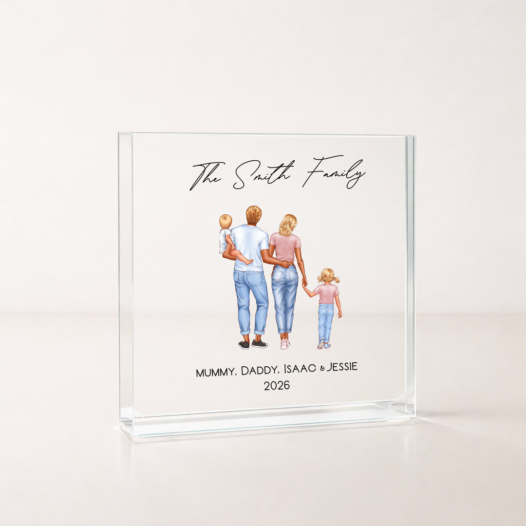 Personalised Family Illustration Acrylic Block