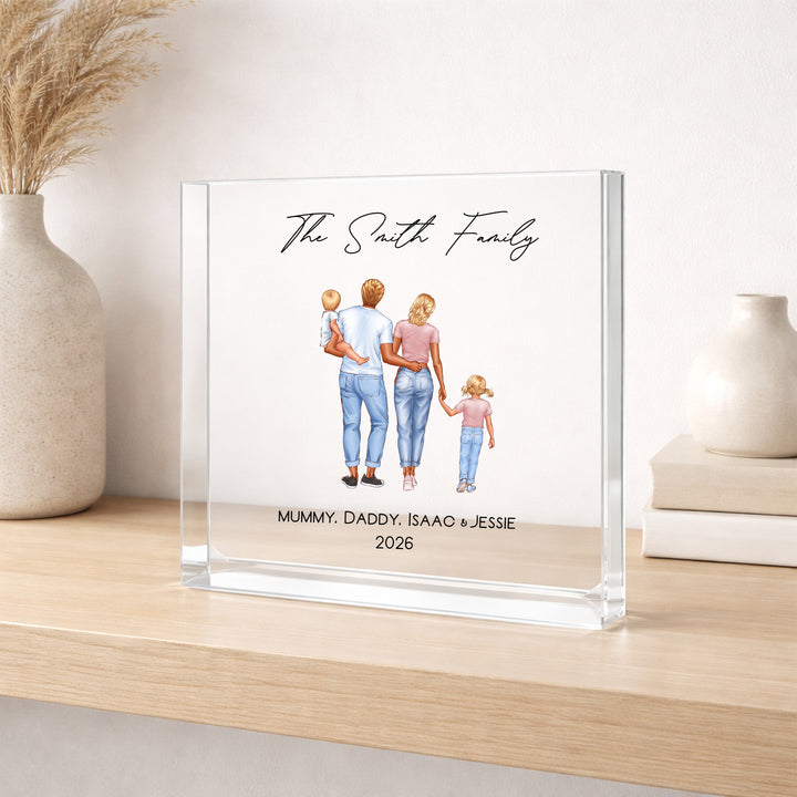 Personalised Family Illustration Acrylic Block