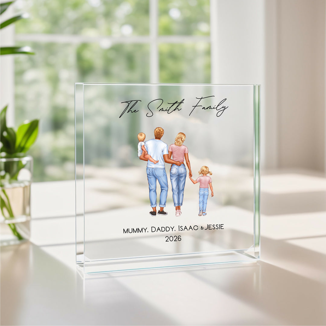 Personalised Family Illustration Acrylic Block