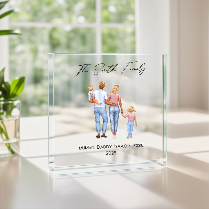 Personalised Family Illustration Acrylic Block