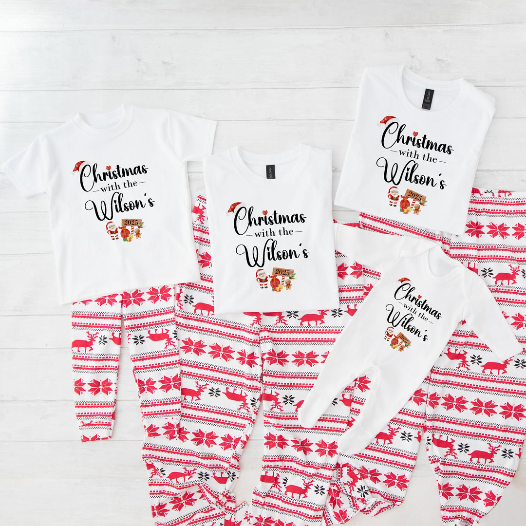 Personalised Family Matching Christmas T-shirts With Optional Trousers