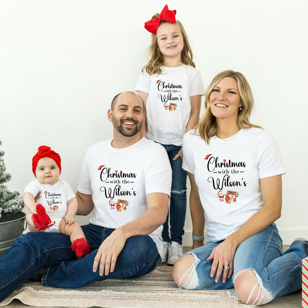 Personalised Family Matching Christmas T-shirts With Optional Trousers