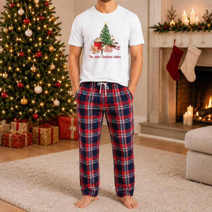 Personalised Christmas Wishes Family Matching Tartan Christmas Pyjamas