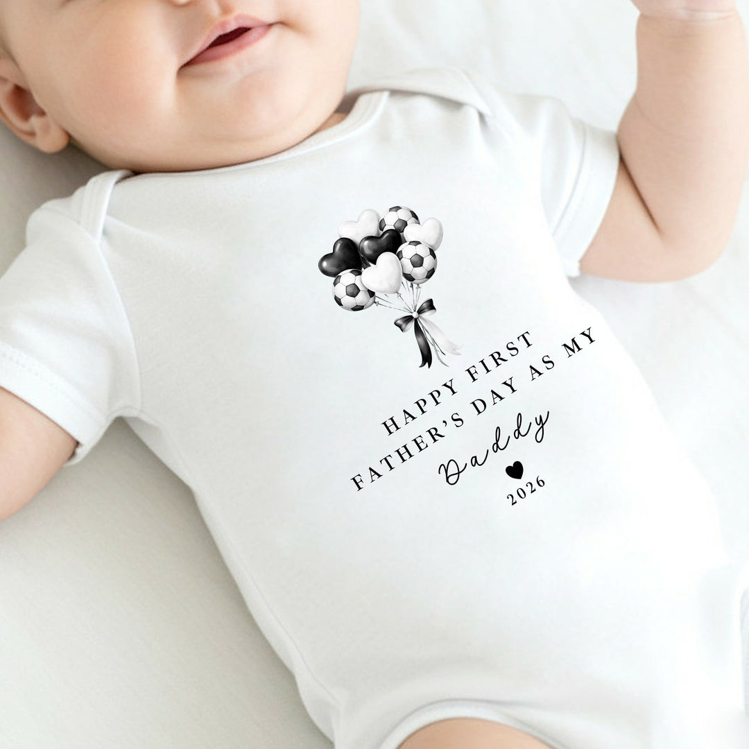 Football Balloons Happy First Father's Day Baby Grow or Vest