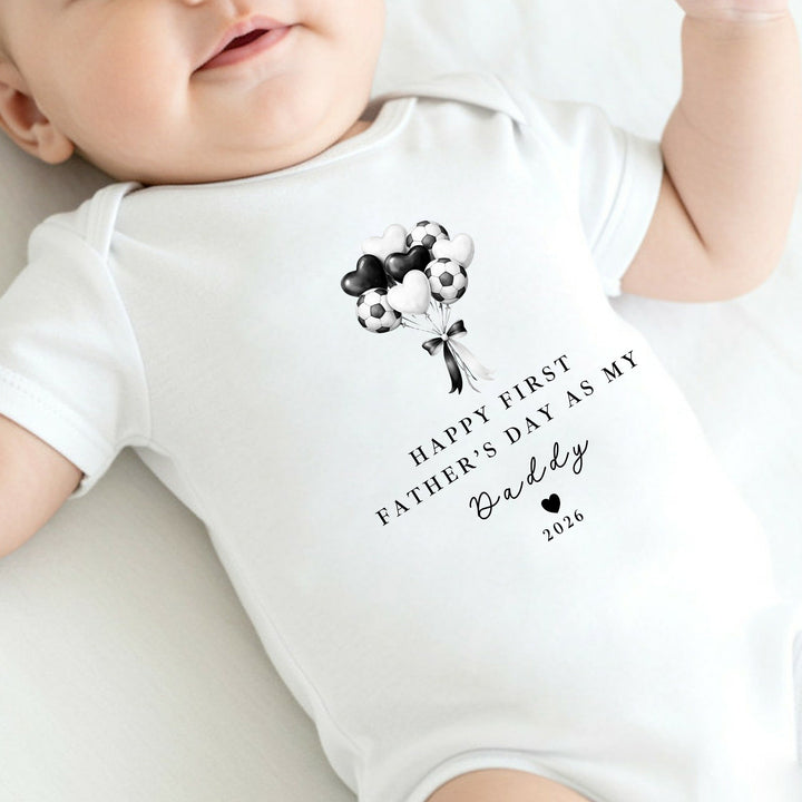 Football Balloons Happy First Father's Day Baby Grow or Vest