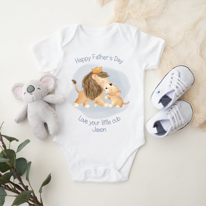 Personalised Happy Father's Day Lion Babygrow/Vest
