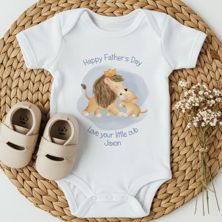 Personalised Lion Cub Happy Father's Day Babygrow/Vest