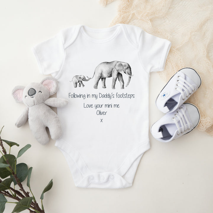 Following in my Daddy's footsteps Elephants Babygrow/Vest