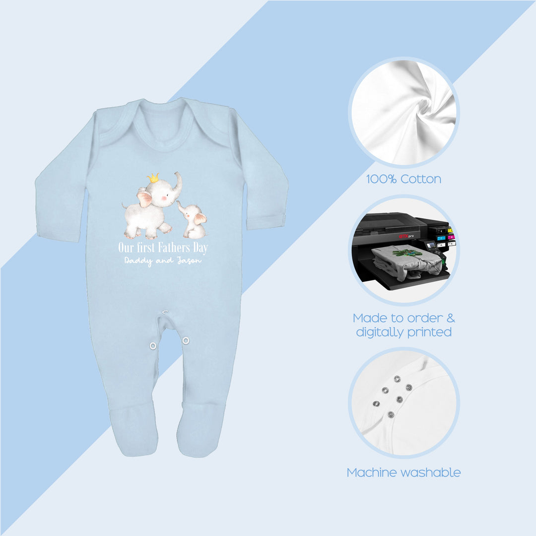 These baby grows/sleepsuits are 100% Cotton and are made to order. They can be machine washed