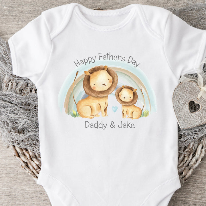 Our First Father's Day Lion Rainbow Babygrow/Vest