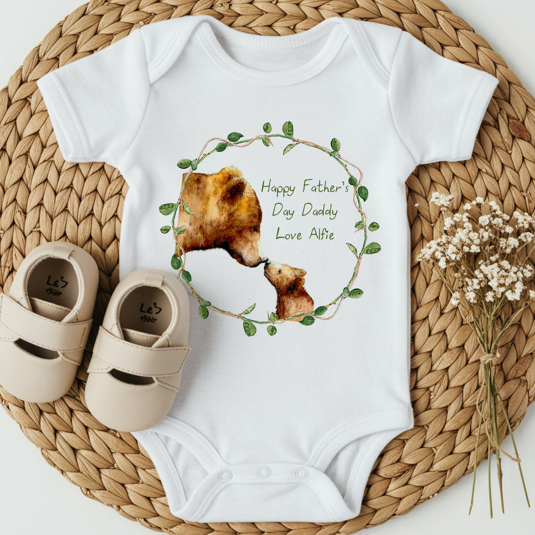 Personalised Papa Bear Happy Father's Day Babygrow/Vest