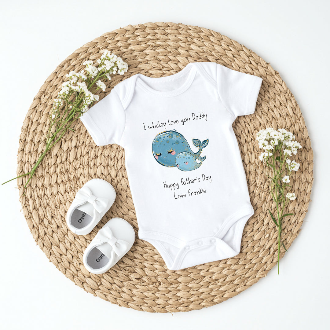 Personalised I Whaley Love You Daddy Father's Day Babygrow/Vest