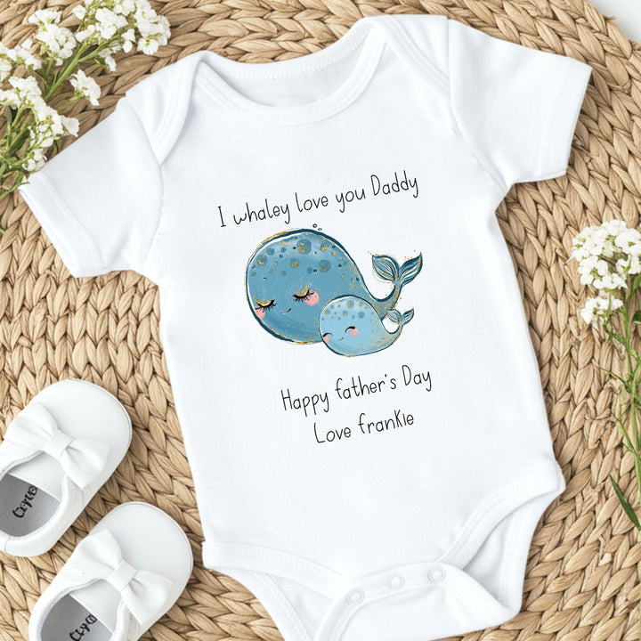 Personalised I Whaley Love You Daddy Father's Day Babygrow/Vest