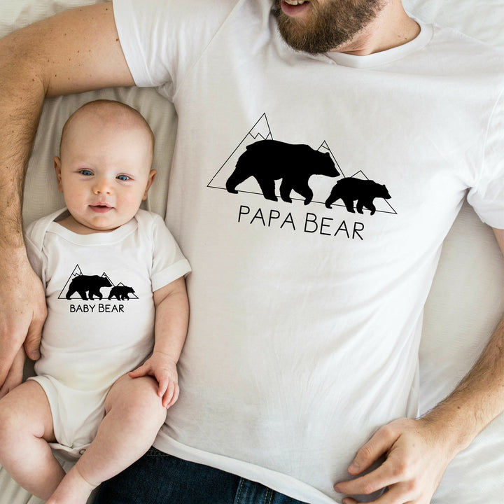 Personalised Papa Bear and Baby Bear Matching T-shirt/Vest